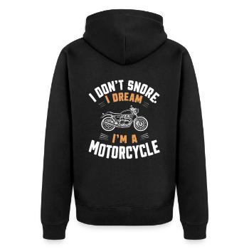 Ich Schnarche Nicht: Ich Träume, Ich Bin Ein - Unisex Premium Bio Zip Hoodie - Schwarz - Hinten - Nico (187cm)