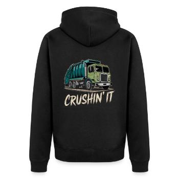 Camion d’éboueur Crushin' It Style - Veste à capuche bio Premium Unisexe - noir - Dos - Nico (187cm)