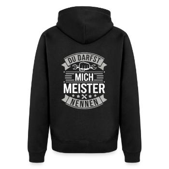 Meister Meisterprüfung Handwerk Handwerker Meister - Unisex Premium Bio Zip Hoodie - Schwarz - Hinten - Nico (187cm)