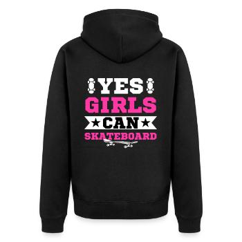 Skateboard fille patineuse disant - Veste à capuche bio Premium Unisexe - noir - Dos - Nico (187cm)