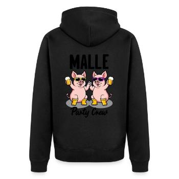 Malle Party Crew Funny Pigs Beer Fun - Unisex Premium Organic Zip Hoodie - black - Back - Nico (187cm)