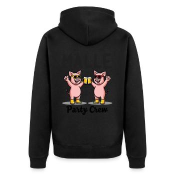 Malle Party Crew Lustige Schweine Bier Spaß - Unisex Premium Bio Zip Hoodie - Schwarz - Hinten - Nico (187cm)
