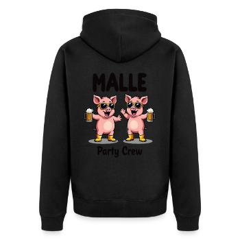 Malle Party Crew Funny Pigs Beer Fun - Unisex Premium Organic Zip Hoodie - black - Back - Nico (187cm)
