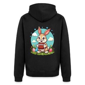 American Football Easter Bunny Sports Easter Fun - Unisex Premium Organic Zip Hoodie - black - Back - Nico (187cm)