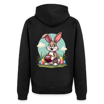 American Football Easter Bunny Sports Easter Fun - Unisex Premium Organic Zip Hoodie - black - Back - Nico (187cm)