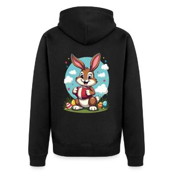 American Football Easter Bunny Sports Easter Fun - Unisex Premium Organic Zip Hoodie - black - Back - Nico (187cm)