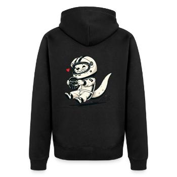 An otter as a racing car driver - Unisex Premium Organic Zip Hoodie - black - Back - Nico (187cm)