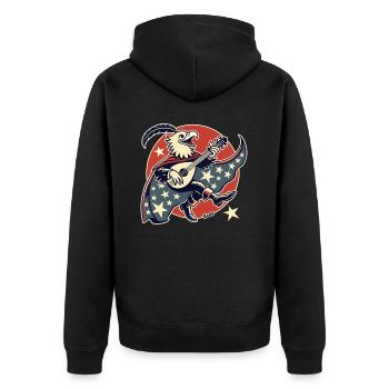USA Patriotic Bardic Eagle with Guitar - Unisex Premium Organic Zip Hoodie - black - Back - Nico (187cm)