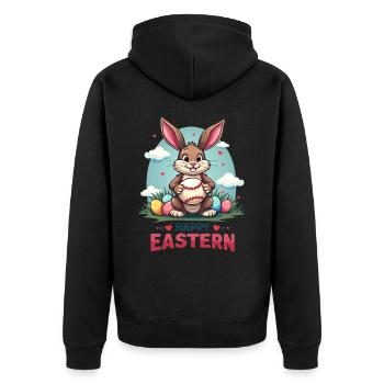 Baseball Happy Eastern Easter Bunny Sport - Unisex Premium Organic Zip Hoodie - black - Back - Nico (187cm)