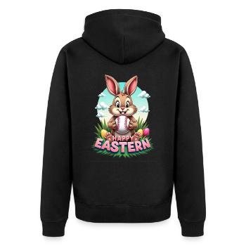 Baseball Happy Eastern Easter Bunny Sport - Unisex Premium Organic Zip Hoodie - black - Back - Nico (187cm)