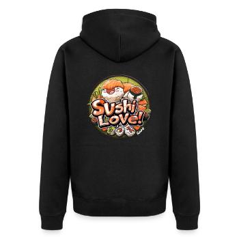 Sushi Love: Funny Japan Sushi Design - Unisex Premium Organic Zip Hoodie - black - Back - Nico (187cm)