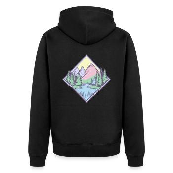 Paysage de montagne pastel – la nature à l’état pur - Veste à capuche bio Premium Unisexe - noir - Dos - Nico (187cm)