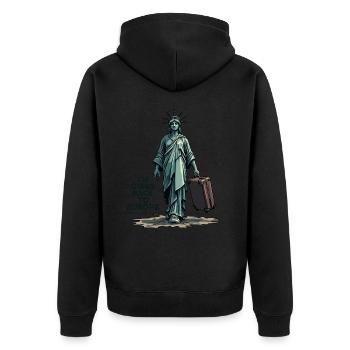 Funny Statue of Liberty USA America Sarcasm - Unisex Premium Organic Zip Hoodie - black - Back - Nico (187cm)