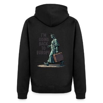 Lustige Freiheitsstatue USA Amerika Sarkasmus - Unisex Premium Bio Zip Hoodie - Schwarz - Hinten - Nico (187cm)
