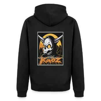 Doom Reaper – Höllischer Sensenmann - Unisex Premium Bio Zip Hoodie - Schwarz - Hinten - Nico (187cm)