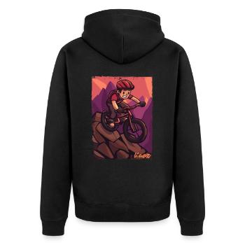 Adventure Mountain Biking Mountain Bike Design - Unisex Premium Organic Zip Hoodie - black - Back - Nico (187cm)