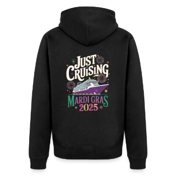 Just Cruising Mardi Gras 2025 Croisière Festival - Veste à capuche bio Premium Unisexe - noir - Dos - Nico (187cm)