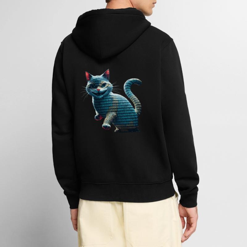 Tech cat avec code binaire pour les programmeurs et Veste à capuche bio Premium Unisexe