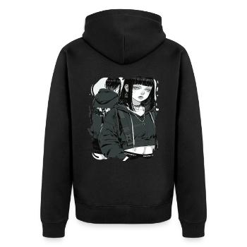 Dark Gothic Anime Girl Aesthetic - Unisex Premium Organic Zip Hoodie - black - Back - Nico (187cm)