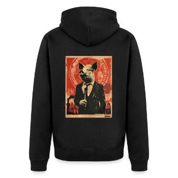Cochon d’affaires – Élégant et réussi - Veste à capuche bio Premium Unisexe - noir - Dos - Nico (187cm)