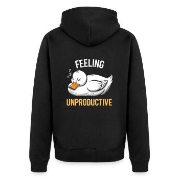 Feeling Unproductive Duck Illustration - Unisex Premium Organic Zip Hoodie - black - Back - Nico (187cm)