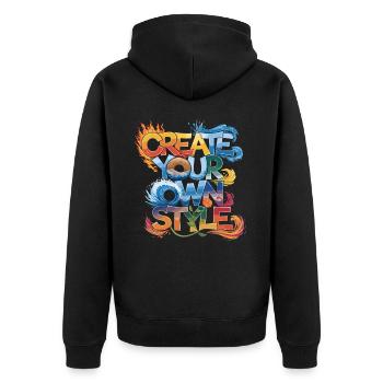 Create your own style Colour variety - Unisex Premium Organic Zip Hoodie - black - Back - Nico (187cm)