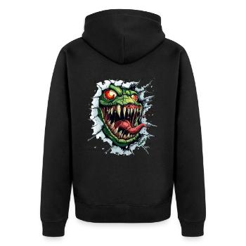 Wild monster breaks through the wall - Unisex Premium Organic Zip Hoodie - black - Back - Nico (187cm)
