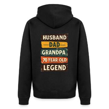 70th birthday man 70 years old 70s 70s grandpa - Unisex Premium Organic Zip Hoodie - black - Back - Nico (187cm)