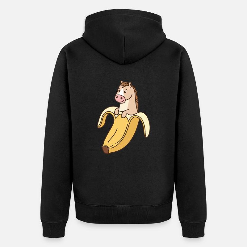 Drôle de cheval en banane - Veste à capuche bio Premium Unisexe - noir
