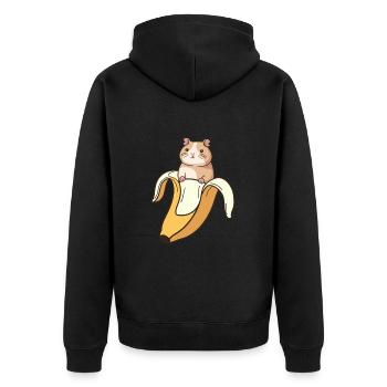 Funny Guinea Pig In Banana - Unisex Premium Organic Zip Hoodie - black - Back - Nico (187cm)