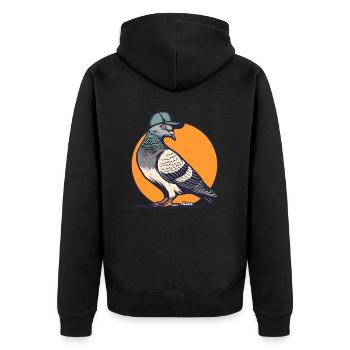 Colombe cool avec casquette de baseball dans le style de la rue - Veste à capuche bio Premium Unisexe - noir - Dos - Nico (187cm)