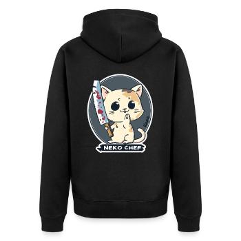 Neko Chef - Chat effronté avec couteau de chef - Veste à capuche bio Premium Unisexe - noir - Dos - Nico (187cm)