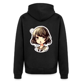 Jolie fille de dessin animé - Bonjour ! Ballon - Veste à capuche bio Premium Unisexe - noir - Dos - Nico (187cm)