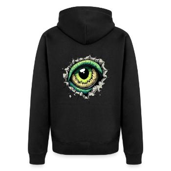 Monster eye peeking through the hole in the wall - Unisex Premium Organic Zip Hoodie - black - Back - Nico (187cm)