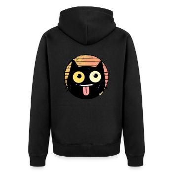 Chat rétro coquin - Veste à capuche bio Premium Unisexe - noir - Dos - Nico (187cm)