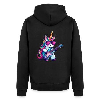 Unique unicorn with guitar and - Unisex Premium Organic Zip Hoodie - black - Back - Nico (187cm)