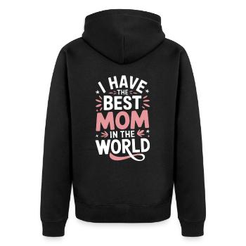 Beste Mama der Welt Mutter Spruch Mom - Unisex Premium Bio Zip Hoodie - Schwarz - Hinten - Nico (187cm)