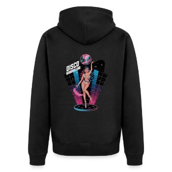 Disco Wonderland Retro Glamour Tanz - Unisex Premium Bio Zip Hoodie - Schwarz - Hinten - Nico (187cm)