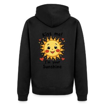 Kiss Me I'm Your Sunshine Sonne Sommer - Unisex Premium Bio Zip Hoodie - Schwarz - Hinten - Nico (187cm)