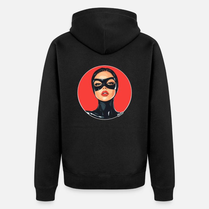 Femme avec masque - Veste à capuche bio Premium Unisexe - noir