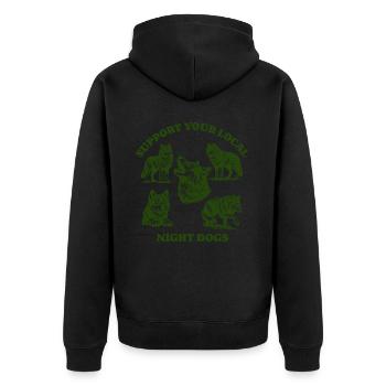 wolves Liebe Support Local night dogs - Unisex Premium Bio Zip Hoodie - Schwarz - Hinten - Nico (187cm)