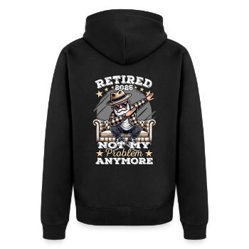 Pensioner 2025, Retirement Man, Retirement, Legend - Unisex Premium Organic Zip Hoodie - black - Back - Nico (187cm)