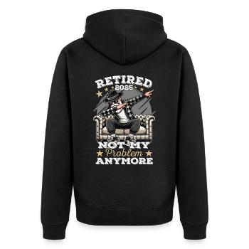 Pensioner 2025, Retirement Man, Retirement, Legend - Unisex Premium Organic Zip Hoodie - black - Back - Nico (187cm)