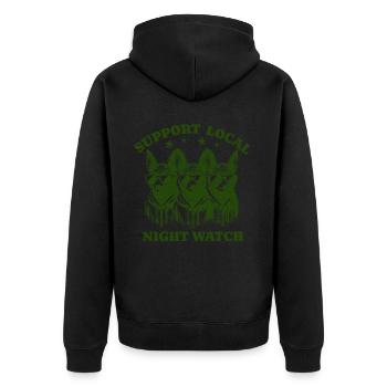 bat Liebe Support Local night watch - Unisex Premium Bio Zip Hoodie - Schwarz - Hinten - Nico (187cm)