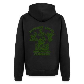 goat Liebe Support Local mountain climbers - Unisex Premium Bio Zip Hoodie - Schwarz - Hinten - Nico (187cm)
