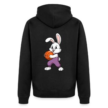 Easter Bunny Playing Basketball Easter - Unisex Premium Organic Zip Hoodie - black - Back - Nico (187cm)