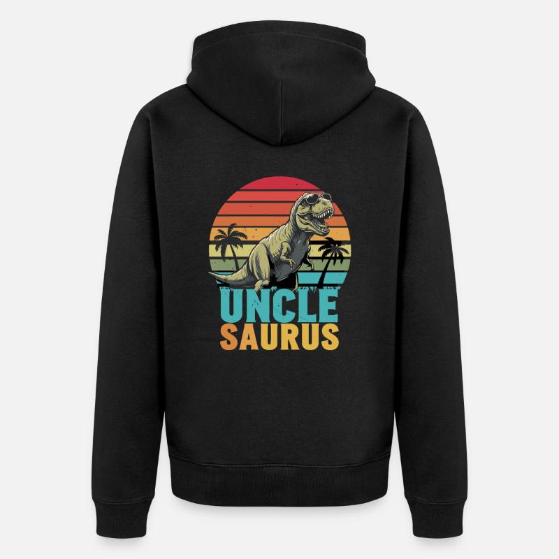 Unclesaurus Retro Dinosaur Motiv mit - Unisex Premium Bio Zip Hoodie - Schwarz