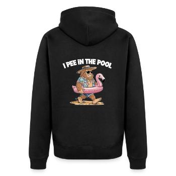 Pool Lustiger Bigfoot Sommer - Unisex Premium Bio Zip Hoodie - Schwarz - Hinten - Nico (187cm)