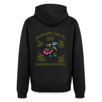 Amoureux des abeilles - Soutenez les jardiniers locaux - Veste à capuche bio Premium Unisexe - noir - Dos - Nico (187cm)