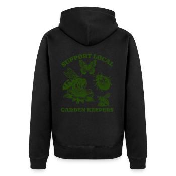 Amoureux des papillons d’abeille - Soutenir Jardin local - Veste à capuche bio Premium Unisexe - noir - Dos - Nico (187cm)